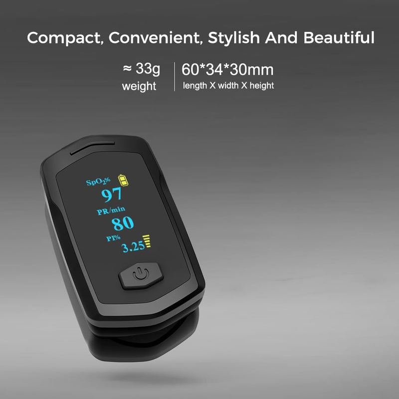 oxygen saturation oximeter - FINGERTIP OXIMETER Pulse Oximeter Fingertip Rechargeable Blood Oxygen for Adults and Children Black