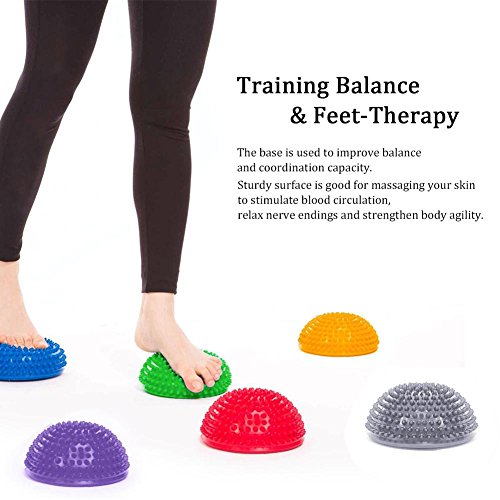[Australia] - Foot Massage Ball, Inflatable Half Yoga Balls Massage Point Exercises Trainer Fitness for Kids Adults Sports Foot Massages 
