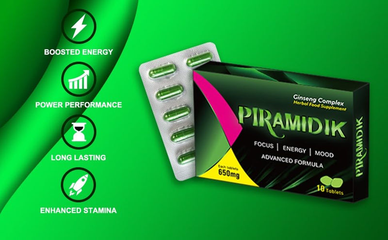 NEW PIRAMIDIK 10 Pills 650mg - Stronger & Harder Enhanced Strength & Firmness for Men - Designed to Boost High Stamina, Performance & Natural Male Enhancing Food & Herbal Supplement