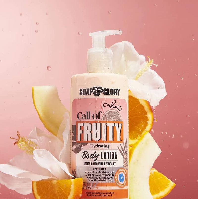 Soap & Glory Call of Fruity Vegan Body Lotion & Cream Moisturizer, 500 ml | Hydrates, Smooths & Restores Dry Skin, Vitamin E, Coconut Oil & Aloe Extracts, Tropical Fruit Scent