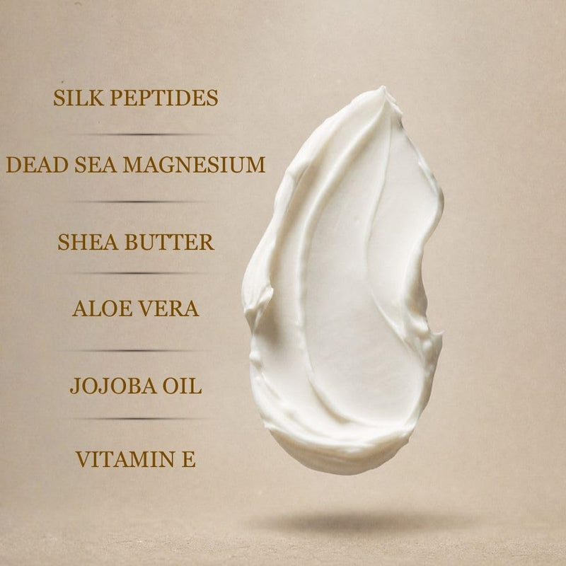 TWINE Silk Peptides + Magnesium Moisturizing Body Butter - Deep Hydration Whipped Moisturizer with Shea Butter and Coconut Oil - Mahogany Teakwood Skin Silk- 4 oz