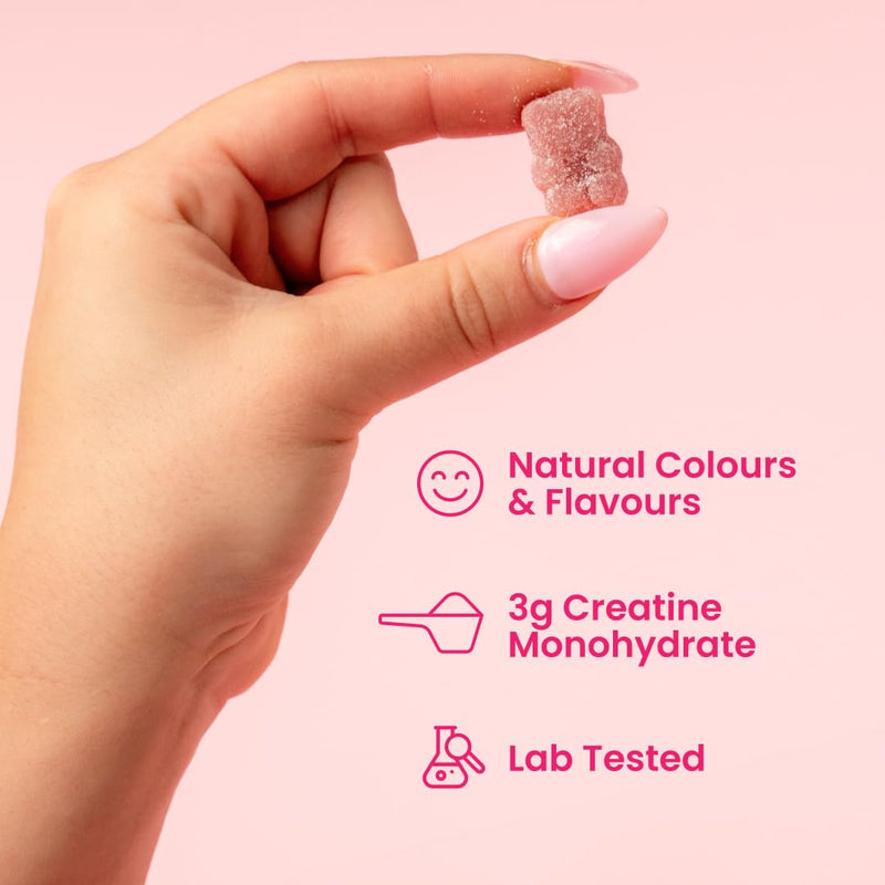 EHP LABS Creatine Gummies 3g Per Serving - Berry Bliss Chewable Creatine Monohydrate Gummies for Men & Women, Muscle Support, Strength & Workout Performance - Convenient Pre & Post Workout, No Powder