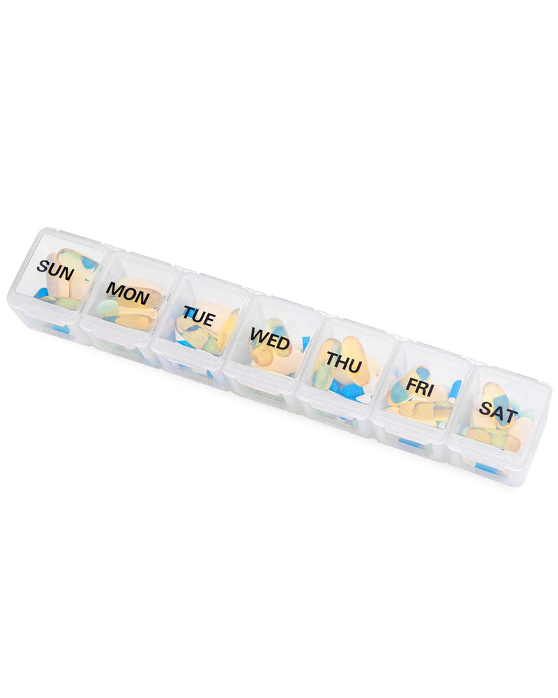 Sukuos Extra Large Weekly Pill Organizer 2 Pcs, Daily Pill Box 7 Day Pill Cases for Medicines, Vitamin, Fish Oils or Supplements, Easy to Clean Black+white