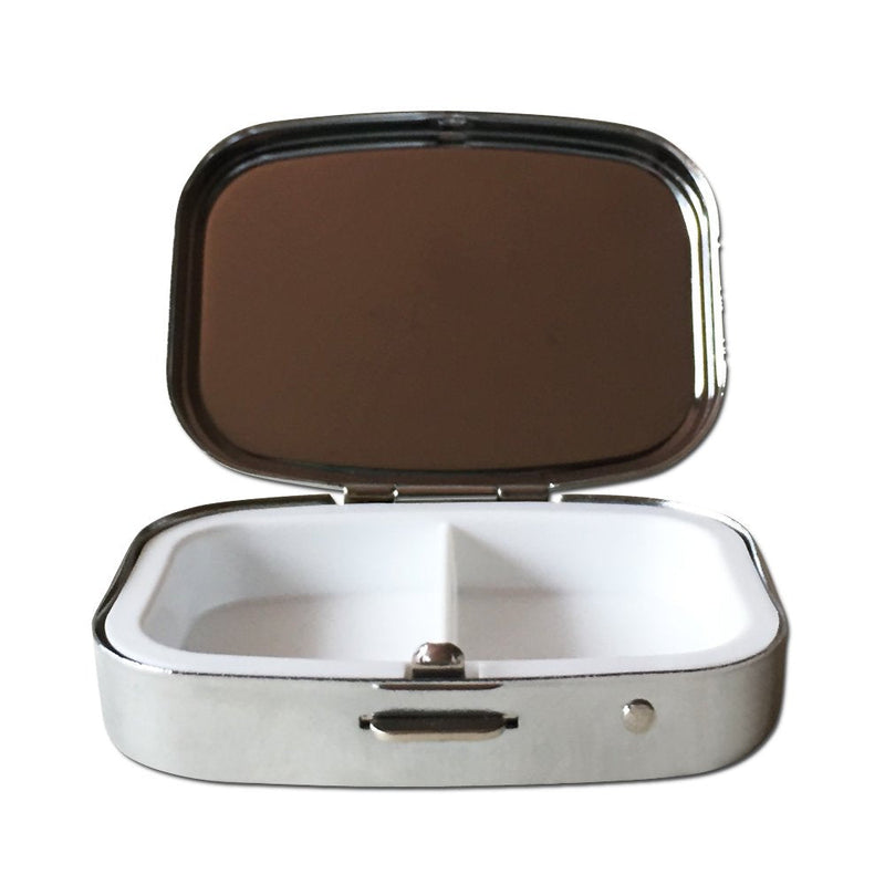 Majestic White Horse Two Compartment Travel Medicine Organizer for Pills, Vitamins, and Small Items – Durable Compact Pill Case (2 Inch Diameter)