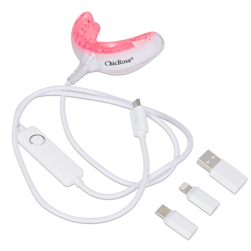 Red Light Therapy for Gums, Toothache Relief, 32 LED Periodontal Light, Bleeding Gums, Gum Health Red Light, with adapters for USB/C, iPhone, and Android from (White) White