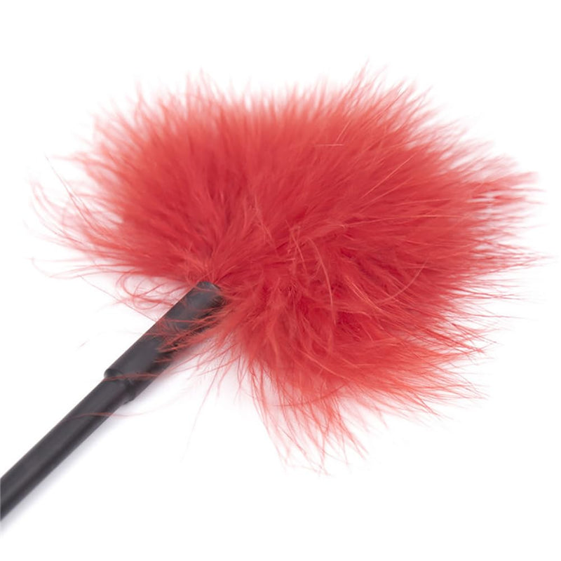 Silicone Feather Sex Tickler Soft Fur Tickler Whip Feather Tickler Small Feather Duster Fluffy Feather Tickler with Tassels for Couples Red