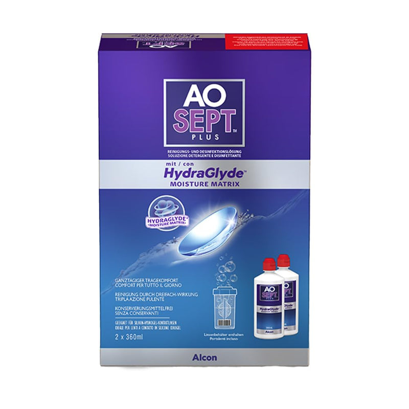 [Australia] - Aosept Plus with Hydraglyde contact lens care product, supply pack, 2 x 360 ml 2x360 ml 