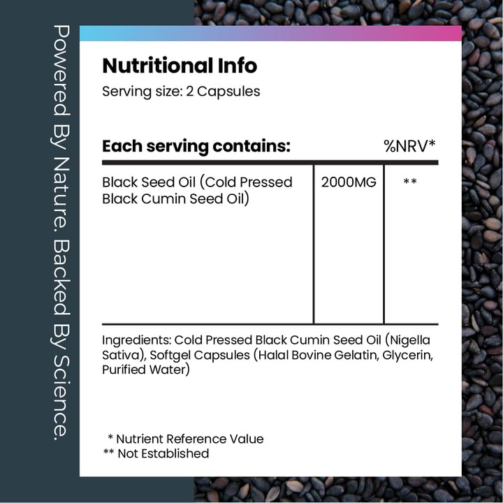 Black Seed Oil Capsules 2000mg | High Strength Thymoquinone | 120 Softgels | 2-Month Supply | Cold-Pressed Virgin Oil with Omega 3, 6 & 9 | Nigella Sativa Supplement for Hair Growth, Acne & Skin Glow