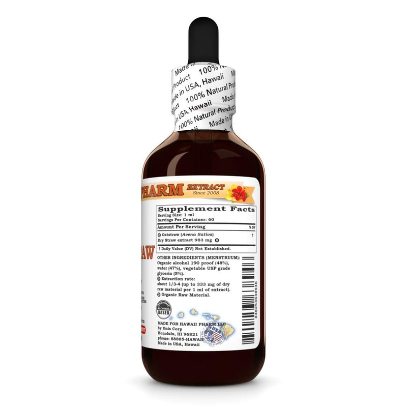 [Australia] - Oat Straw Alcohol-Free Liquid Extract, Organic Oats Straw (Avena Sativa) Dried Tops Glycerite Natural Herbal Supplement, Hawaii Pharm, USA 2 fl.oz 2 Fl Oz (Pack of 1) 
