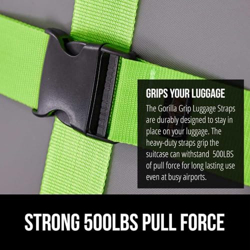 GORILLA GRIP Luggage Straps and Tactical Flashlights, Luggage Straps Tightening Belts 4 Pack in Green, Tactical Flashlight Adjustable Mode 2 Pack in Hunter Green, 2 Item Bundle