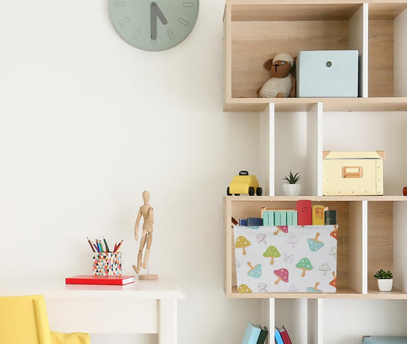 [Australia] - Rectangular Kids Toys Storage Basket,Waterproof Gift Basket,Room Decor,Toy Bins,Shelf Basket(Mushroom) Mushroom 