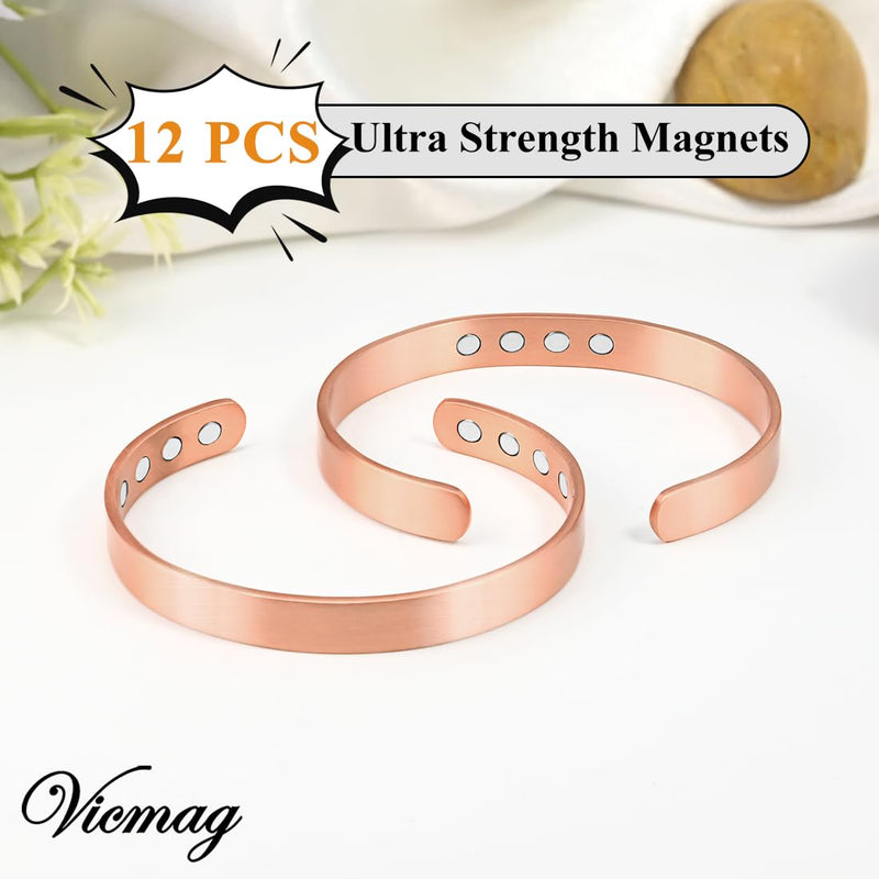 [Australia] - Vicmag Copper Magnetic Bracelet for Women and Men Ultra Strength Magnets 99.9% Pure Copper Strong Magnets Jewelry Gift Adjustable Length 2-Glossy 