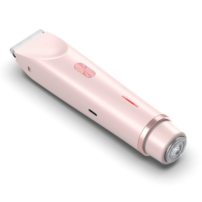 Women's Electric Shaver Bikini Trimmer for Women Razors 2-in-1 Dual Head Design IPX7 Waterproof Wet & Dry Use Body Groomer Hair Trimmer Remover for Facial Underarm Arm Face Leg Bikini (Pink) Pink