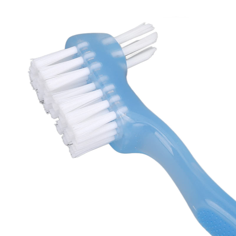 5pcs Denture Brush Set, Double Head Professional Denture Cleanning Travel Portable Double Sided False Teeth Cleaning Brush(Blue) Blue
