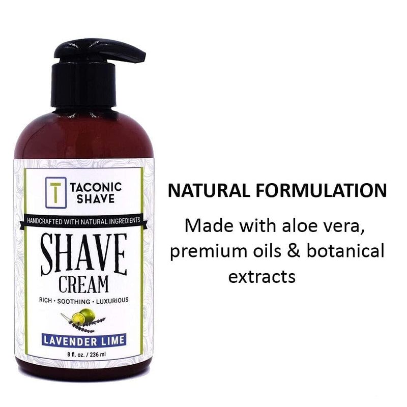 [Australia] - Taconic Shave, Natural Shaving Cream – Lavender Lime - Ultra-Rich High Lather Formula – Natural Shave Cream for Men & Women in 8 oz. Pump Bottle – Scented Shaving Cream 