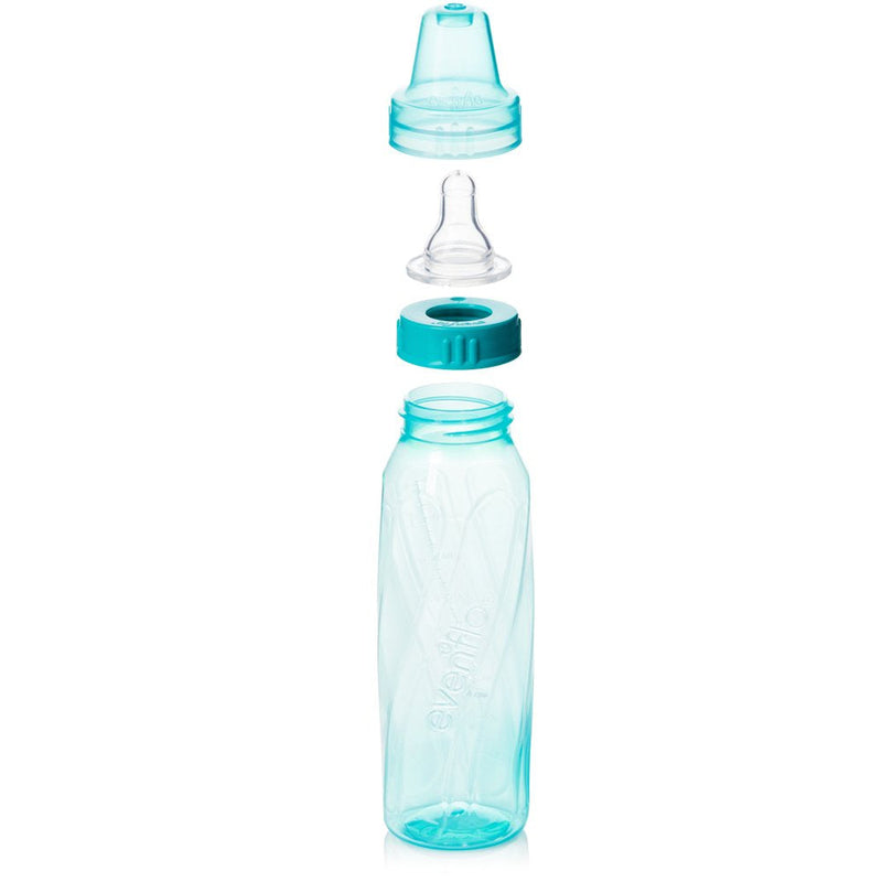 [Australia] - Evenflo Feeding Classic Tinted Plastic Standard Neck Bottles for Baby, Infant and Newborn - Teal/Green/Blue, 8 Ounce (Pack of 12) 12 Count (Pack of 1) Green/Blue/Teal 