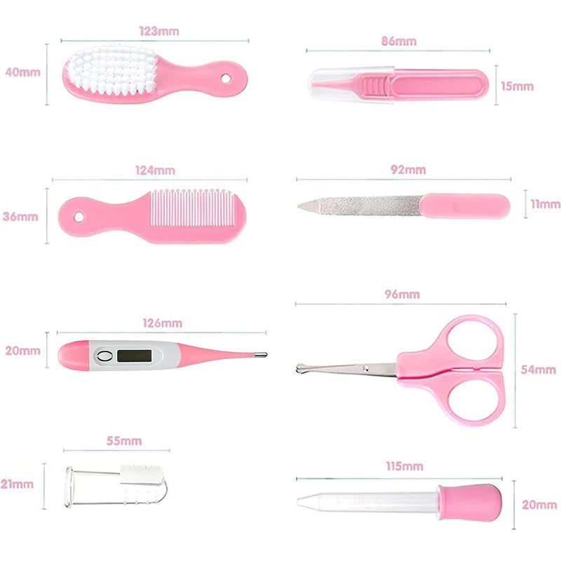 Baby Grooming Kit, Infant Safety Care Set with Hair Brush Comb Nail Clipper Nasal Aspirator,Baby Essentials Kit for Newborn Girls Boys (Pink baby grooming kit) Pink Baby Grooming Kit