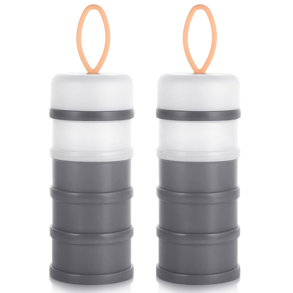 Accmor 2pcs Formula Dispenser On The Go, Stackable Portable Formula Container to Go, Non-Spill BPA Free Milk Powder Baby & Kids Snack Containers, Grey