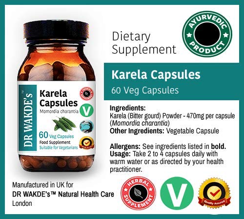 [Australia] - DR WAKDE'S Karela Capsules (Bitter Gourd, Bitter Melon, 60 Veg Caps, Plant-Based Supplement, Ayurvedic Herb, All Natural, Vegan) 