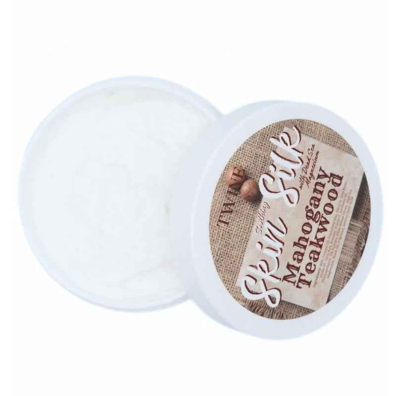 TWINE Silk Peptides + Magnesium Moisturizing Body Butter - Deep Hydration Whipped Moisturizer with Shea Butter and Coconut Oil - Mahogany Teakwood Skin Silk- 4 oz