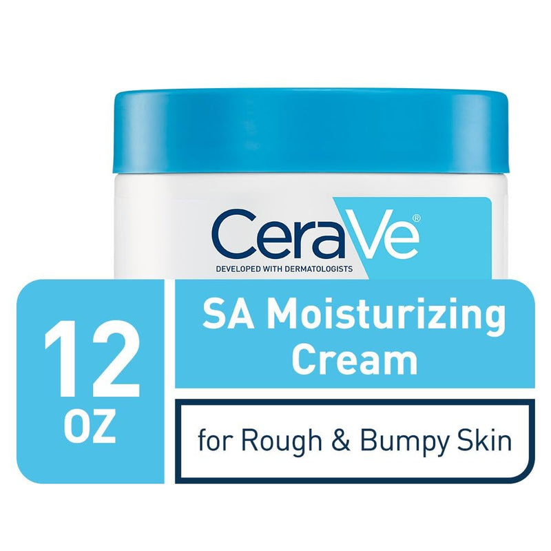 CeraVe SA Moisturizing Cream, Exfoliates and Softens Rough Skin, 12oz | Skin Care, Smooths Rough Skin with Salicylic Acid, Lactic Acid, Hyaluronic Acid, Niacinamide Fragrance-Free & Allergy Tested 12 Ounce (Pack of 1)