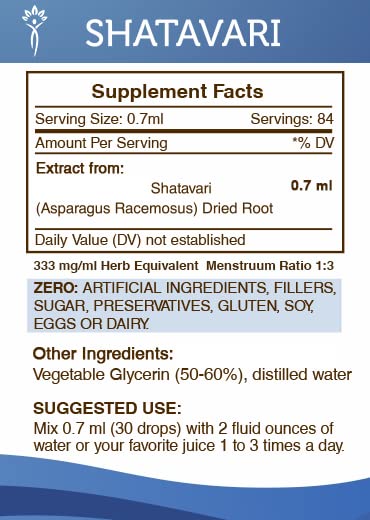 [Australia] - Secrets of the Tribe Shatavari Alcohol-FREE Liquid Extract, Shatavari (Asparagus Racemosus) Dried Root (2 FL OZ) 2 Fl Oz (Pack of 1) 