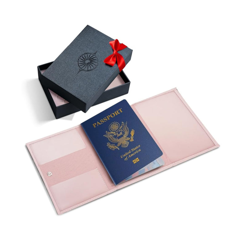 MAVRIK Pilot Document Holder – Genuine Leather Passport Wallet for Pilots – Aviation Gift, Travel Organizer, Pilot License Holder, FAA Medical Holder, Flight Bag Essential Light Pink