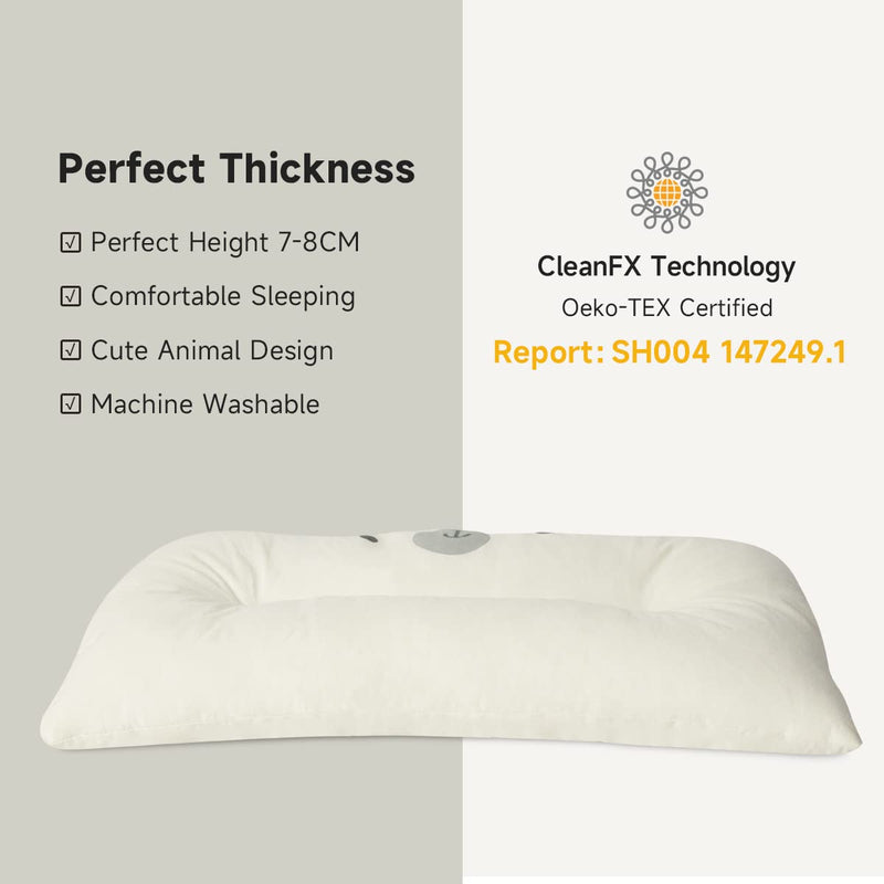 [Australia] - Toddler Pillow, 20X12inches Machine Washable Soft Hypoallergenic Kids Pillows,100% Cotton Pillowcase Child Cute Animal Perfect Toddler Pillows for Sleeping 2 Year Old (Bear) Bear 