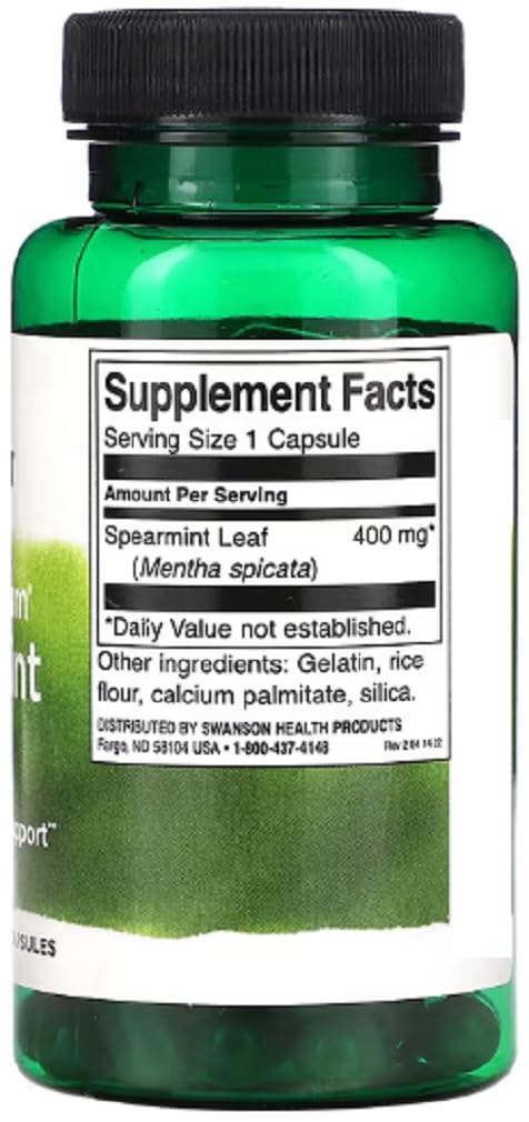 [Australia] - Swanson - Full Spectrum Spearmint Leaf 400 mg | Natural support for digestion and breath freshness - 60 capsules 