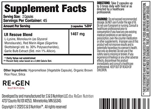 [Australia] - Lysine Rescue, Amino Acid Supplement for Stronger Immune Health & Collagen Synthesis in Women & Men, Promotes Lips & Skin Health, Natural, Pure L-lysine, 90 Capsules, 45 Day Supply 