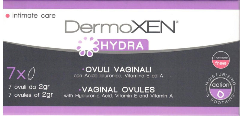 [Australia] - DermoXEN HYDRA vaginal suppositories for the vagina with hyaluronic acid - lactic acid bacteria for the vagina against vaginal dryness, burning, itching and irritation - lactic acid suppositories in menopause - 7 pieces. 
