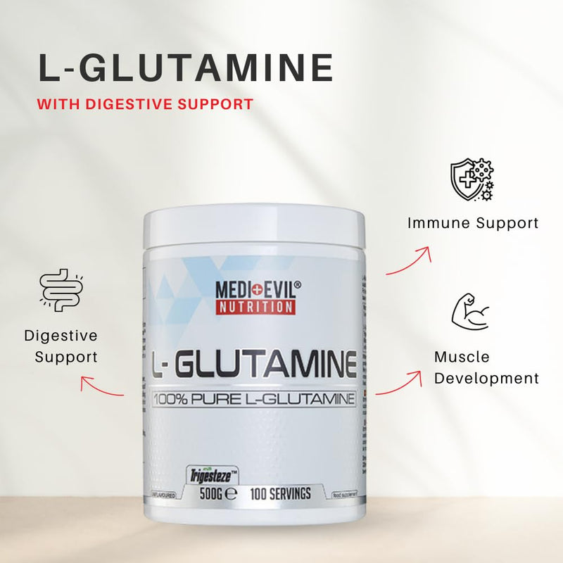 Medi-Evil Nutrition L Glutamine Powder, 500g, Digestive and Immune Support