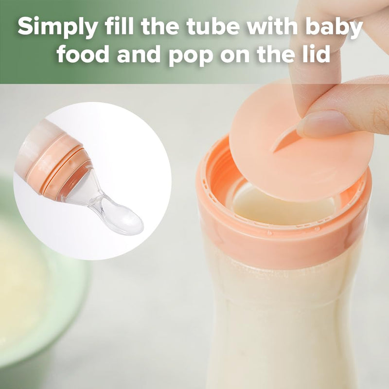[Australia] - Haakaa Silicone Baby Food Dispensing Spoon Feeder 4oz - Infant Squeeze Cereal Feeder, Baby Fresh Food Feeder, Feed Bottle for Puree, Solid Baby Food, BPA Free, 4m+ Babies – Grey 