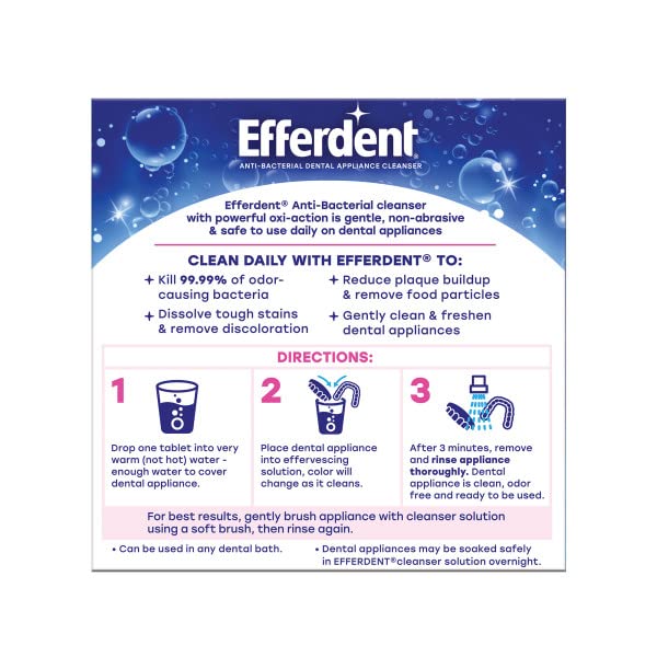 Efferdent Retainer & Denture Cleaner Tablets, Complete Clean, 44 Count, (Pack of 3) standard