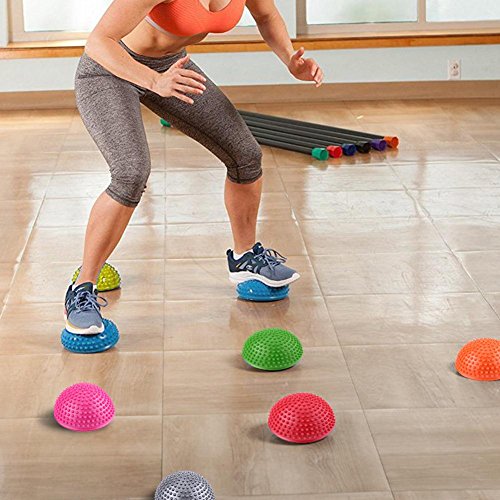 [Australia] - Foot Massage Ball, Inflatable Half Yoga Balls Massage Point Exercises Trainer Fitness for Kids Adults Sports Foot Massages 