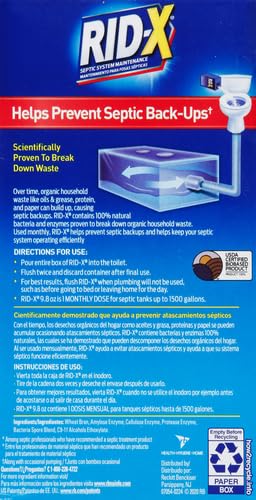 [Australia] - RID-X Septic Treatment, Septic Tank Treatment, 1 Month Supply Of Powder, 9.8 oz 9.8 Ounce (Pack of 1) 