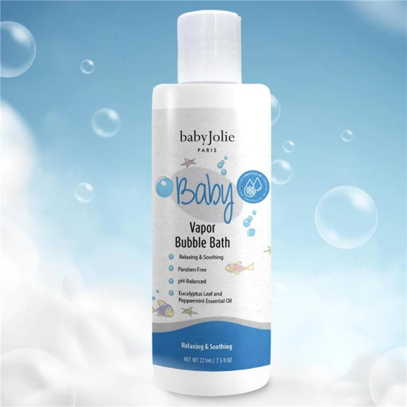 [Australia] - Baby Jolie Vapor Bubble Bath - Baby & Kids Bathing Aromatherapy for Stuffy Nose and Cough Relief, Made with Eucalyptus and Peppermint Extract, Natural Essential Oils, 7.5 oz 
