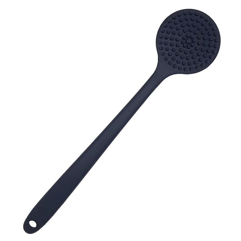 [Australia] - DNC Back Scrubber for Shower Soft Silicone Bath Body Brush with Long Handle (Black) Black 