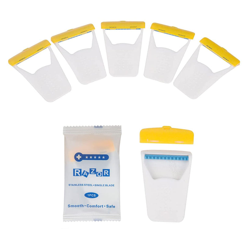 50Pcs Portable Disposable Razors, Skin Blade Razors, Individually Packaged Dry/Wet with Protection Cap, Stainless Steel Single Blade Hair Removal Prep Blade Razors for Women Men for Home&Summer Travel