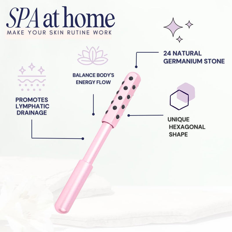 Skin Mantra Radiance Roll 24 Germanium Stone Roller for Holistic Skincare to Improved Circulation - Uplift Massaging Beauty with 24 Germanium Stones [Rose Gold]