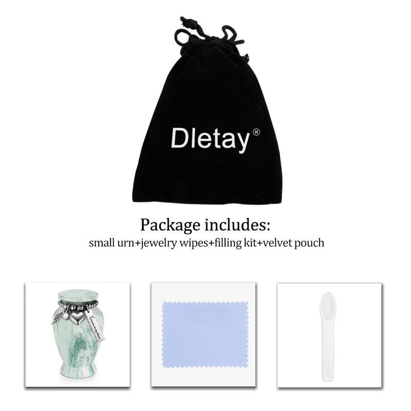 [Australia] - Dletay Small Urns for Human Ashes 2.85 Inch Mini Cremation Urns for Mom Dad Aluminum Mini Urns for Ashes-Lake Green Different Chains Lake Green B 
