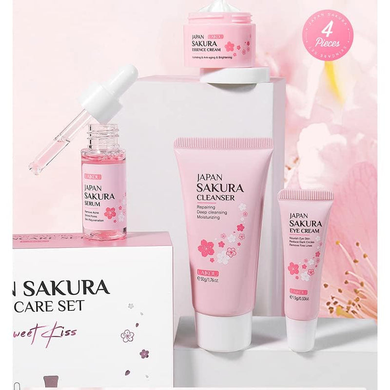 1 Pack Skin Care Set, Containing Deep Cleansing Facial Cleanser+ Hydrating Facial Cream + Skin Refining Facial Serum+Firming Eye Cream, Smoothing Fine Lines