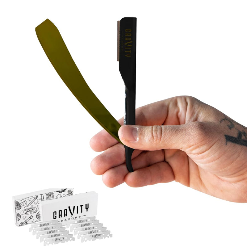 Professional Straight Razor - Ultra Exposed Straight Razor Kit with 10 Gravity Premium Blades, 2mm Exposed (Kingsman) Kingsman