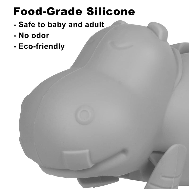 [Australia] - Bath Spout Cover - Faucet Cover Baby - Tub Spout Cover Bathtub Faucet Cover for Kids -Tub Faucet Protector for Baby - Silicone Spout Cover Gray Hippo - Kids Bathroom Accessories - Free Bathtub Toys 