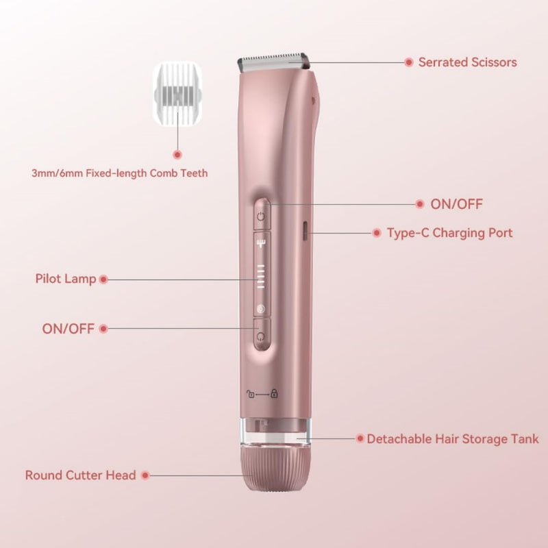 [Australia] - 2 in 1 Women Electric Shaver Dual Head Bikini Trimmer for Women IPX7 Waterproof Wet & Dry Use Body Hair Trimmer Replaceable Hair Remover for Bikini Underarm Leg Arm Body Face, Pink 