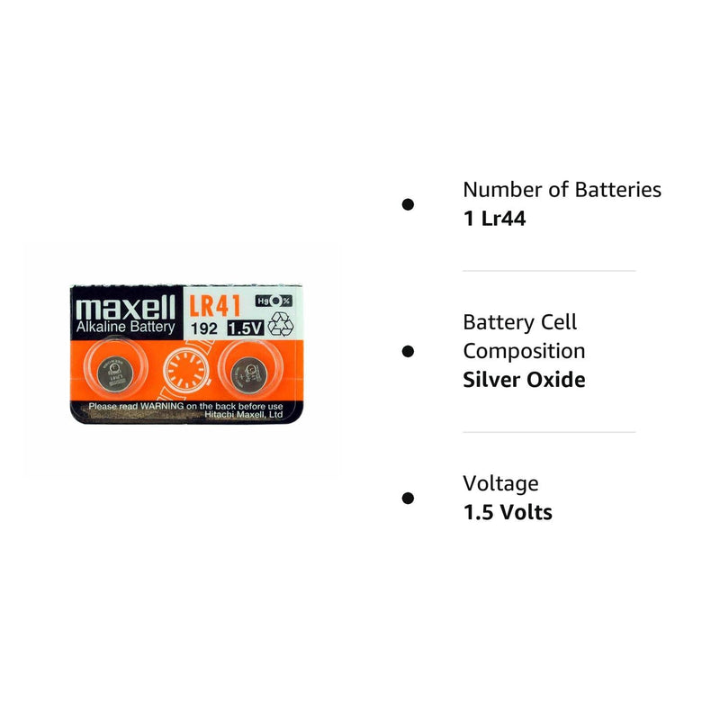 [Australia] - 2 x Maxell LR41 /192 / AG3 / V3GA 1.5v Alkaline Button Cell Battery Batteries 2 Count (Pack of 1) 