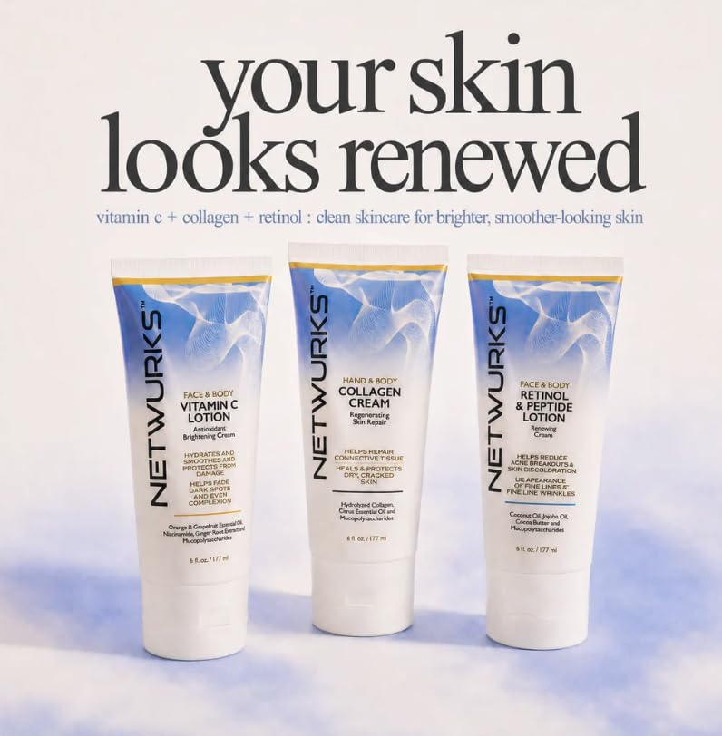 Vitamin C Lotion, Antioxident Cream for Face & Body, Smoothes & Hydrates Skin, Helps Reduce Blemishes, Fine Lines, & Wrinkles, 6 Fl Oz