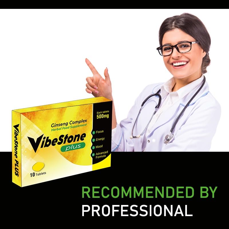 VIBESTONE Plus - Extra Stronger Harder Gold Standard 500MG | Maximum Duration, Immediate Effect, Without Contraindications, 100% Natural LIBIDO Power Booster 10 Ginseng Tablets