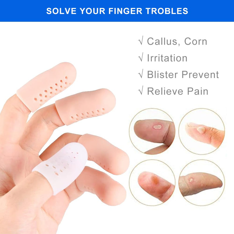[Australia] - Finger protection silicone, pack of 12 gel finger cots, breathable fingertip protection, finger protection, finger sleeves, thumb protection, silicone finger protection, finger protection support, finger cots thumb protection 3 pairs beige + 3 pairs white 
