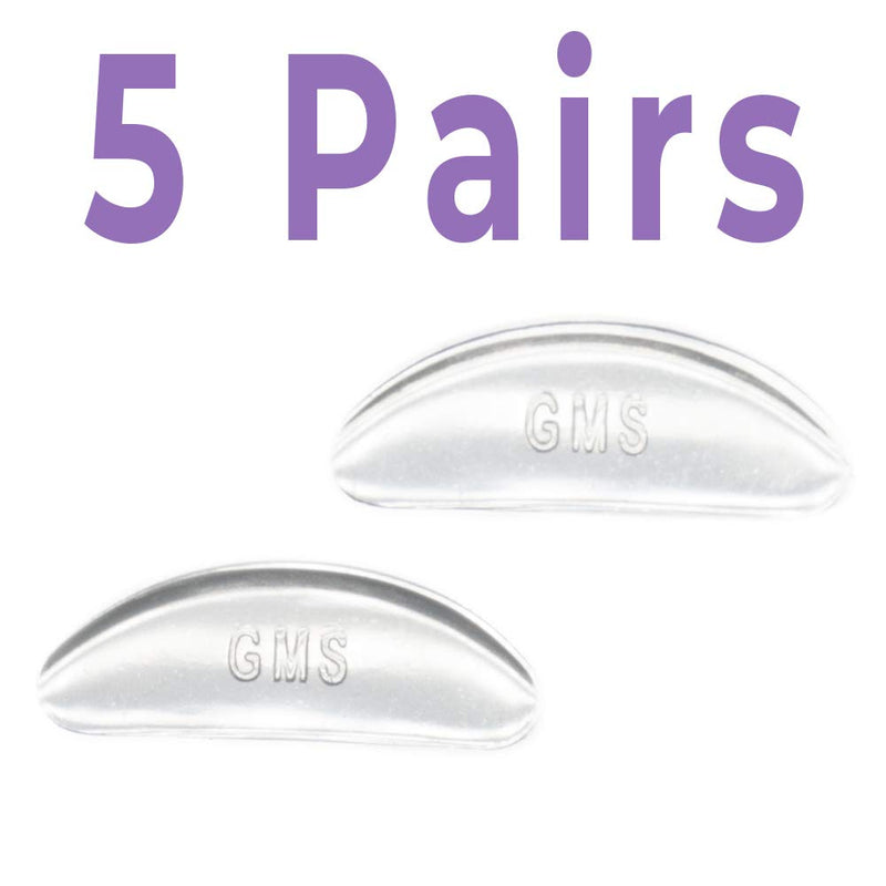[Australia] - GMS Optical® 1.8mm Reg-Thick/19mm Long - Anti-Slip Adhesive Contoured Silicone Nose Pads for Glasses & Sunglasses (5 Pair-1 Pack)(5 Total Pair)(Clear) Clear 